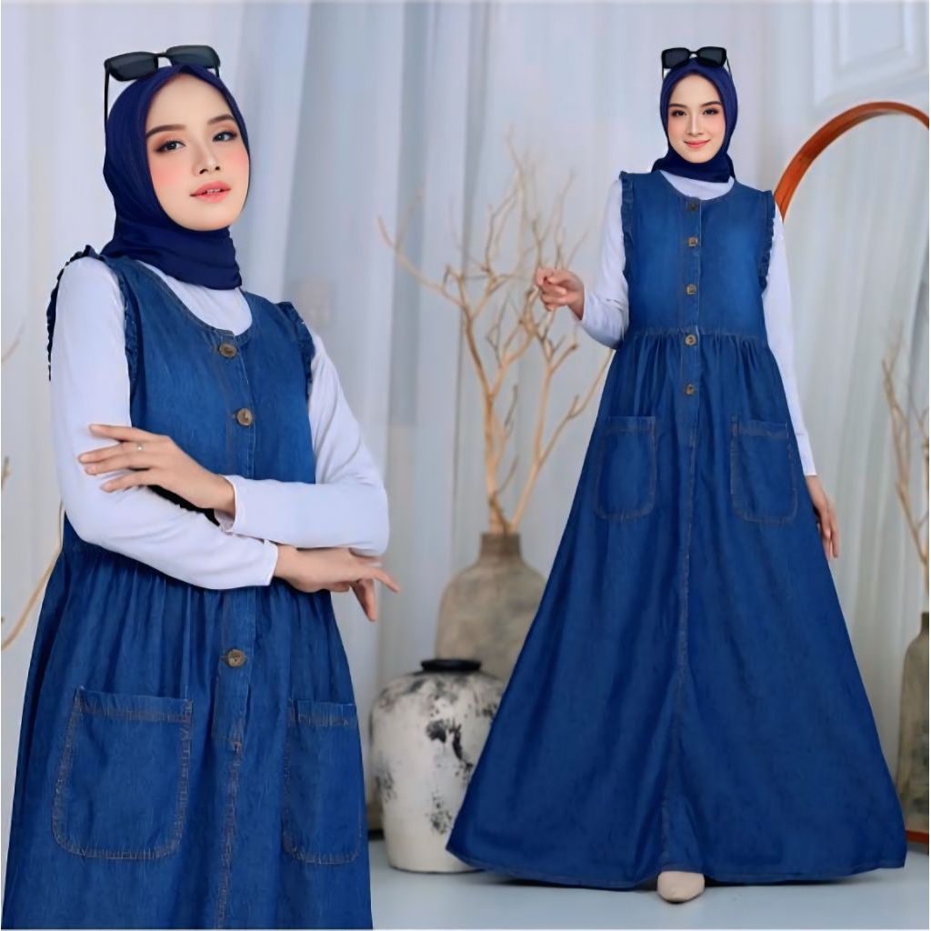 Overall Jeans Terlaris | Gamis Jeans Overall Gamis Overall Dress Jeans Denim Premium Size M, L, XL, 