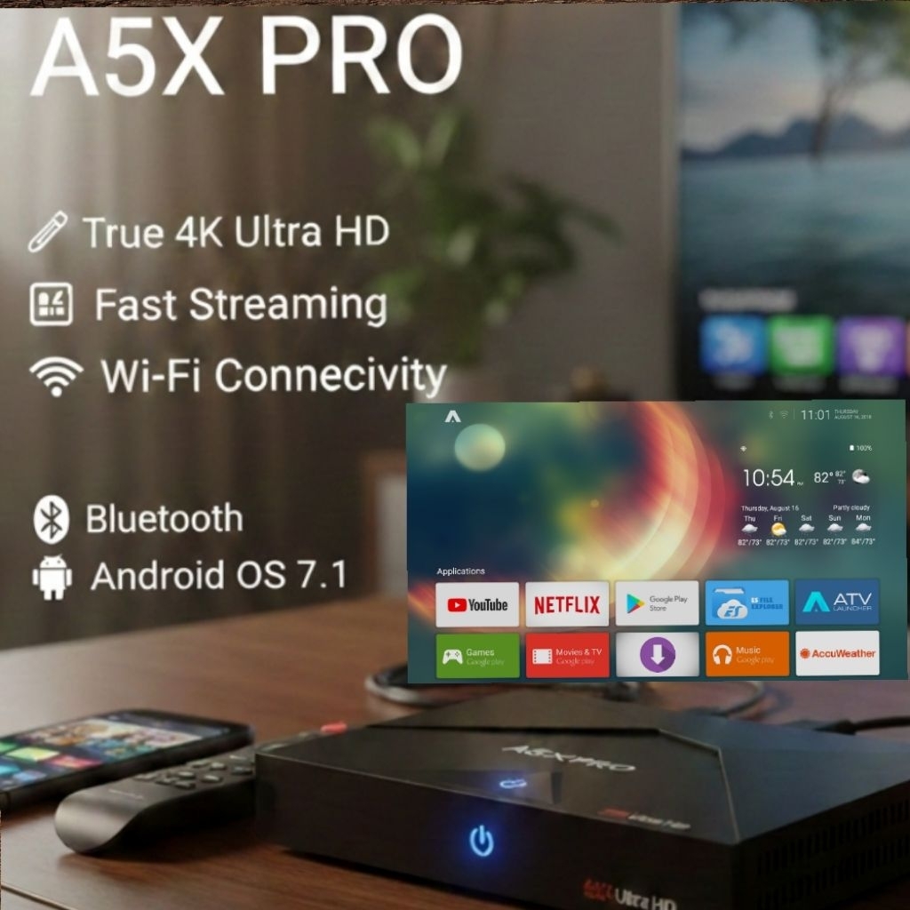 Stb A5x Pro fullset dus lengkap aplikasi tv dan movie