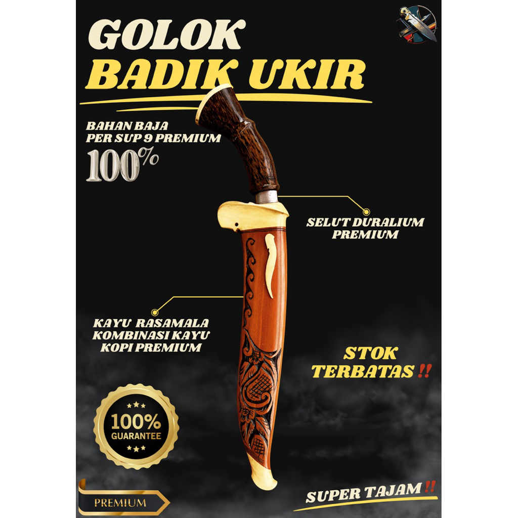 [BILAH_PISAU] GOLOK KEBUN BADIK UKIR GOLOK BAJA SUPER TAJAM 40cm Bahan Baja Per SUP9 Asli Original