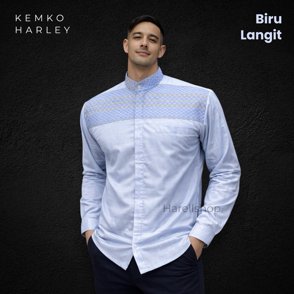 Kemko Harley Original Koko Pria – Kombinasi Warna Abu Silver Biru Hijau Krem