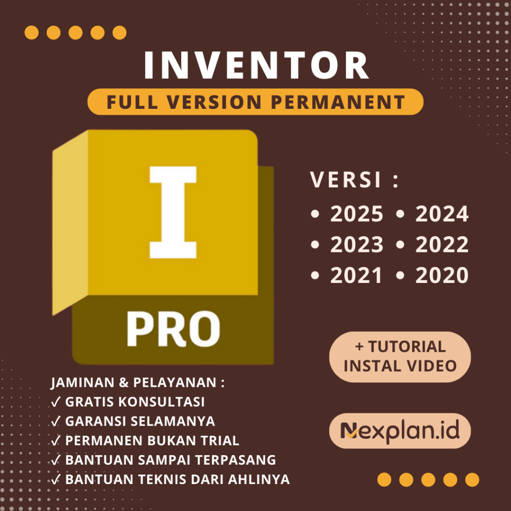 Autodesk Inventor 2025 2024 2023 2022-2020 Full Version Lifetime - Software Desain Teknik Mesin Win