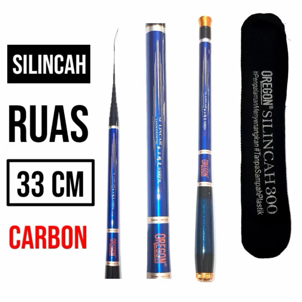 Joran Tegek Oregon Silincah Ruas 33cm Carbon Ringan Kaku 240-360 Cm