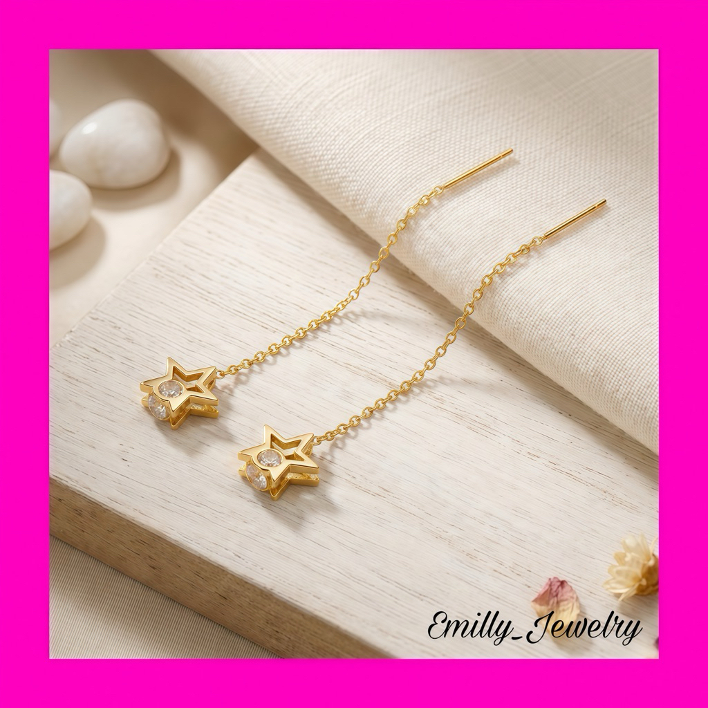 Anting Titanium Tusuk Panjang ( model bintang mata )