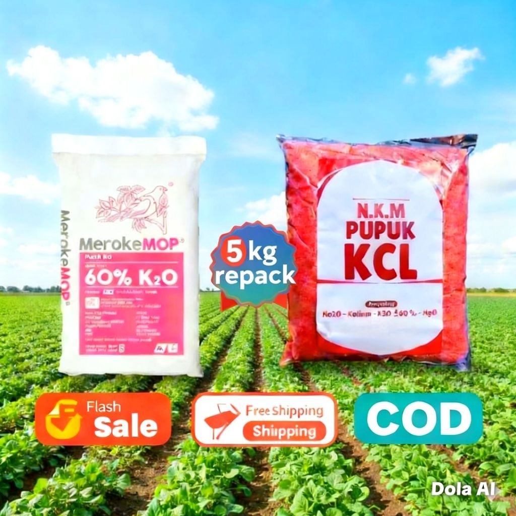 [ BIG PROMO ] Pupuk KCL Meroke MOP Kemasan 5kg, Pupuk Penambahan Bobot Hasil Panen