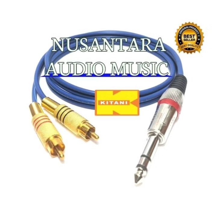 kabel rca to trs jack akai stereo 6.5mm to 2 rca 3.5mm kabel kitani tembaga original kualitas tinggi