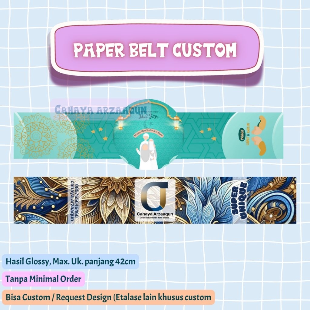 CETAK PAPER BELT PRODUK/LABEL MAKANAN/PAPER BELT CUSTOM UNTUK TOPLES DLL