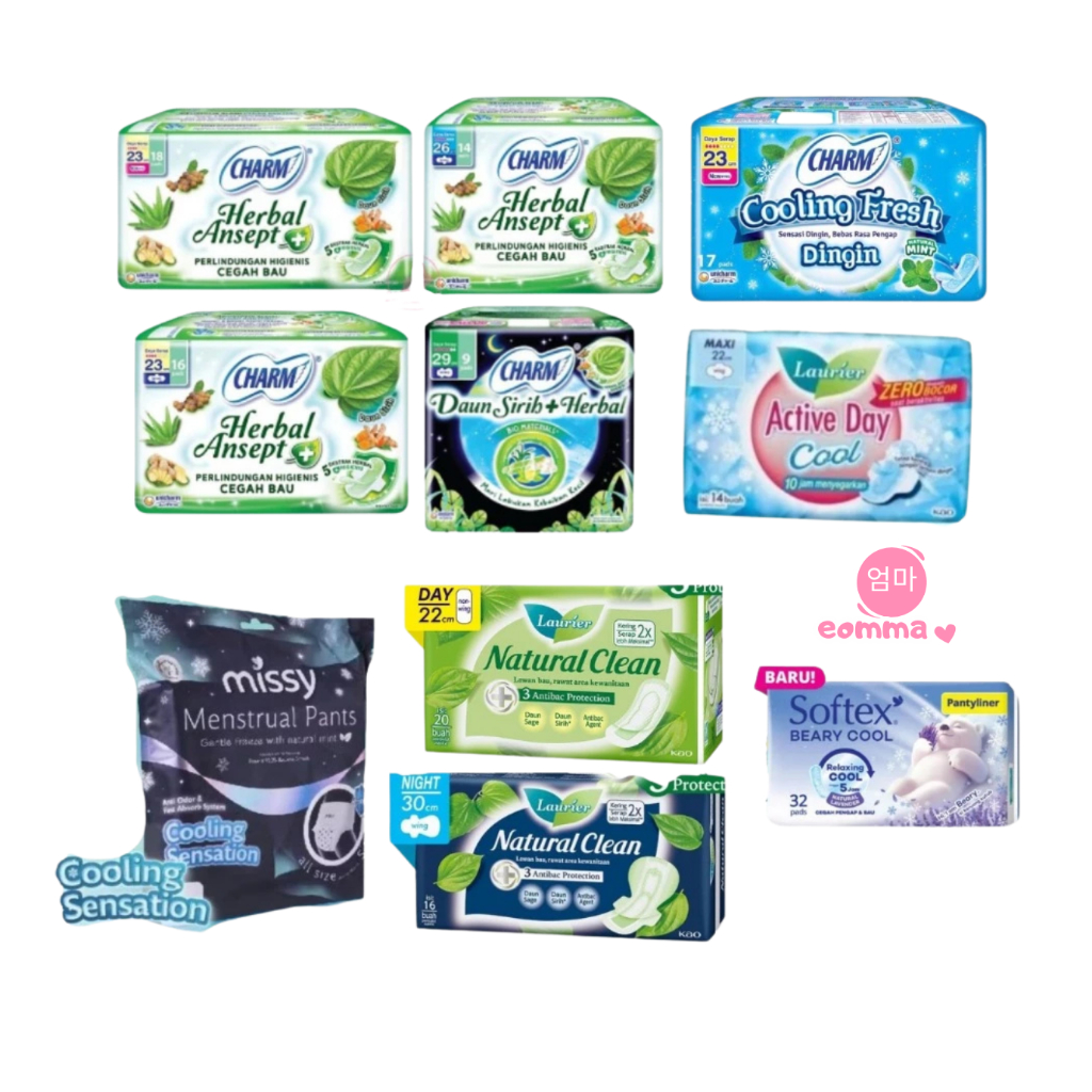 CHARM LAURIER SOFTEX MISSY PEMBALUT WANITA DAY NIGHT CELAMA MENSTRUASI