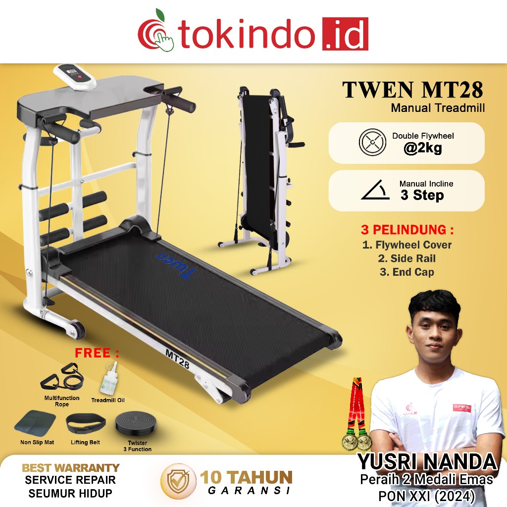 TWEN MT28 Treadmill Manual Multifungsi Treadmill Manual