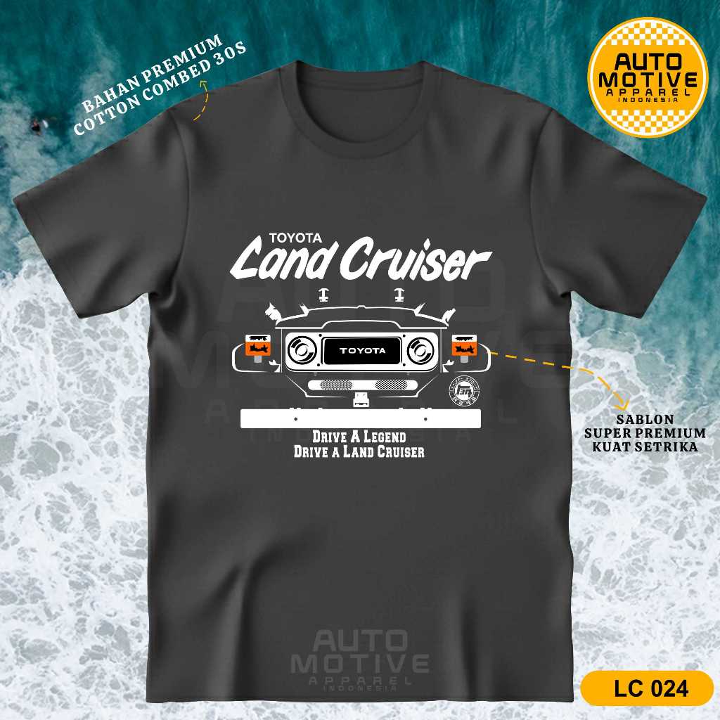 AUTOMOTIVE APPAREL Kaos Land Cruiser FJ40 Tshirt Baju Mobil Toyota Land Cruiser BJ40 Hardtop LC024