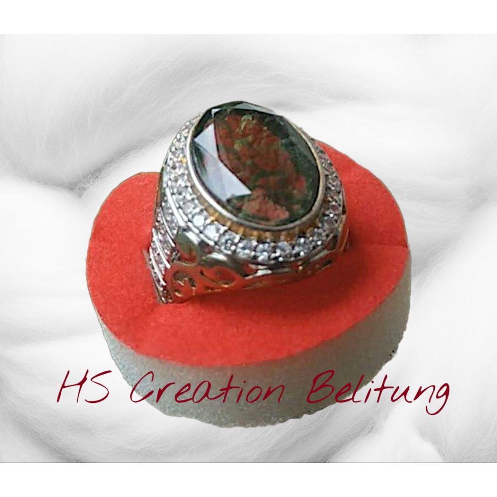 Cincin Batu Satam Hijau Moldavite Textite