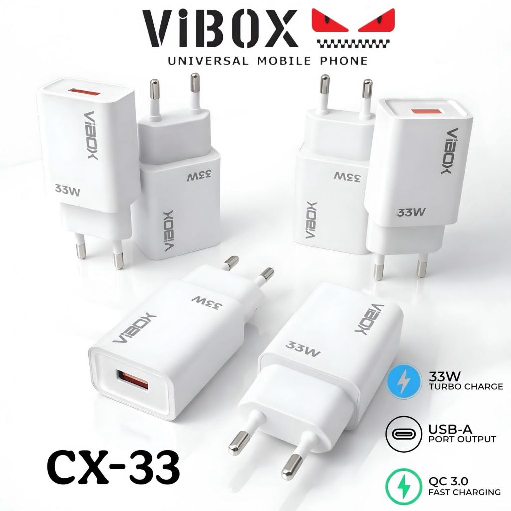 Adaptor 33W Vibox CX-33 Batok Casan Kompatibel Semua HP Android IP Cam Cctv