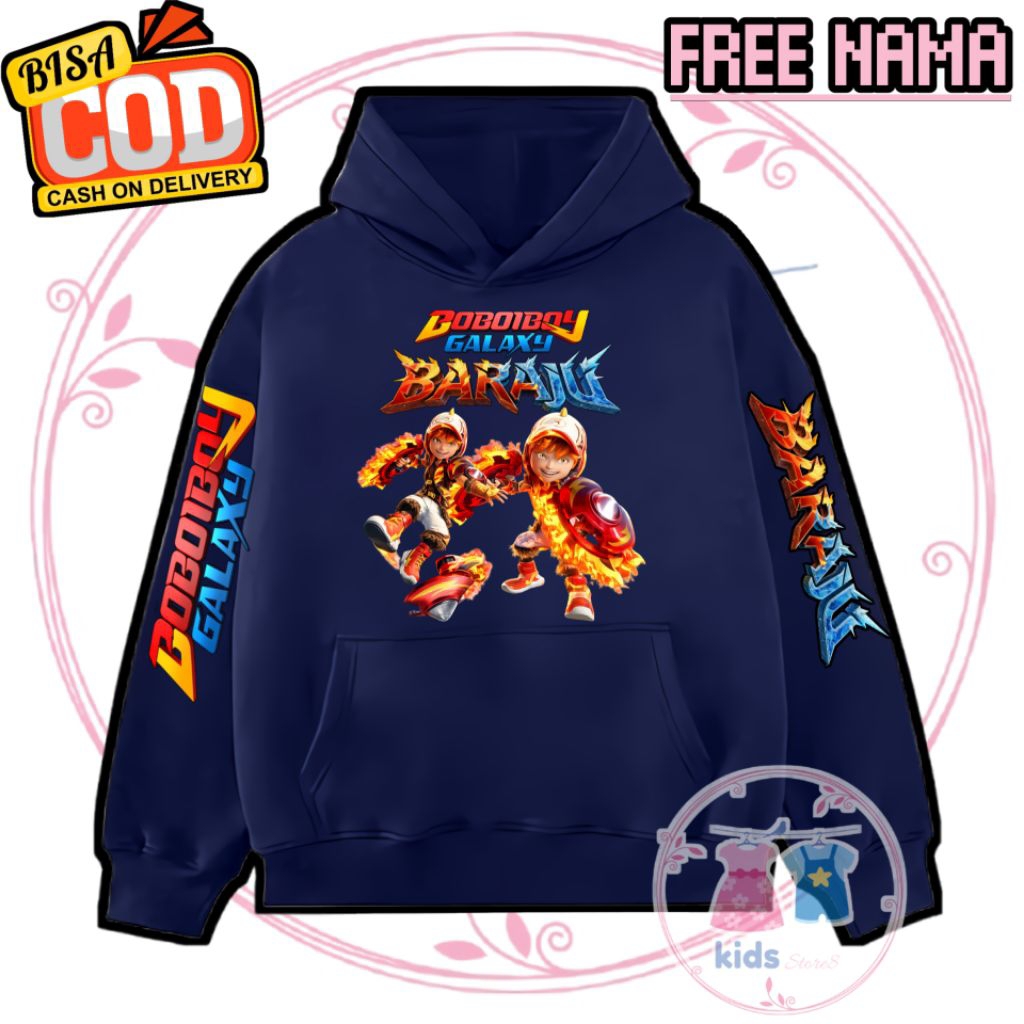(FREE NAMA) Hoodie Anak BOBOIBOY GALAXY BARAJU Boboiboy NOVA X BLIZZARD X SOPAN Jacket sweater hoodi