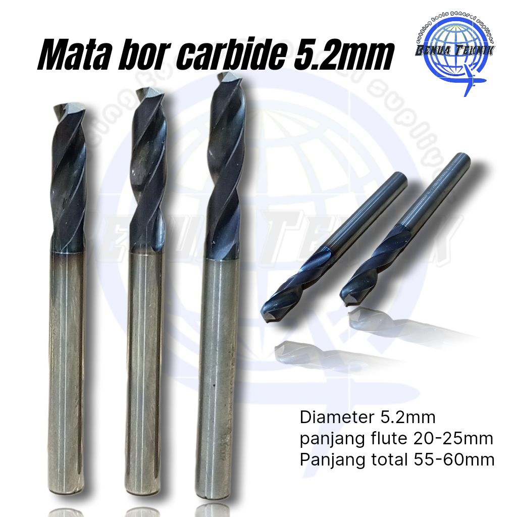 Mata bor carbide 5.2mm Second mulus Bor carbide 5.2 bekas mulus Tajam mata bor 5.2 mm