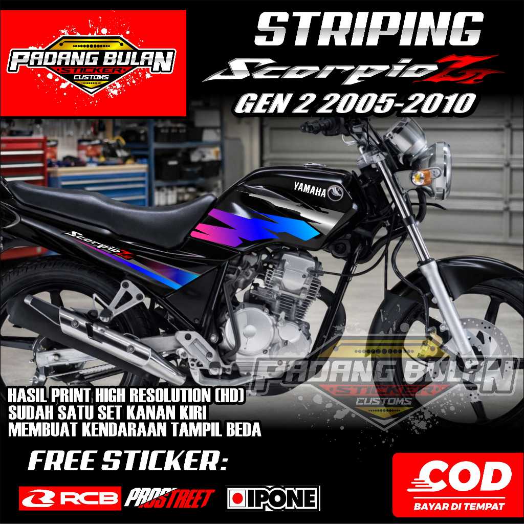 STRIPING YAMAHA NEW SCORPIO Z GEN 2 2005-2010 / STRIPING VARIASI NEW SCORPIO Z GEN 2 MOTIF SS