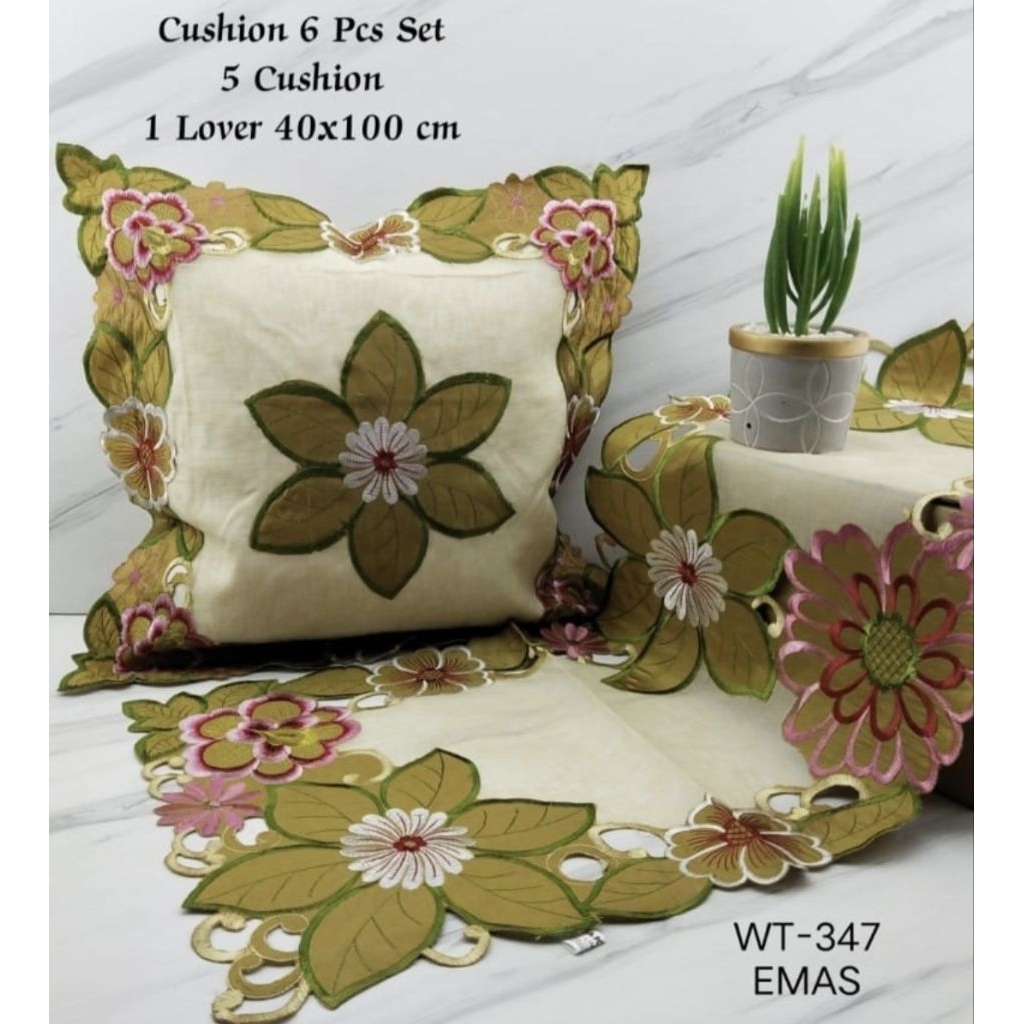 Sarung Bantal Kursi Set Bordir Mewah