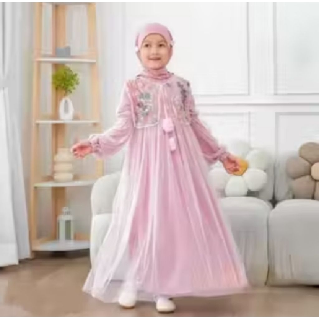 Gamis rompi  brokat free jilbab