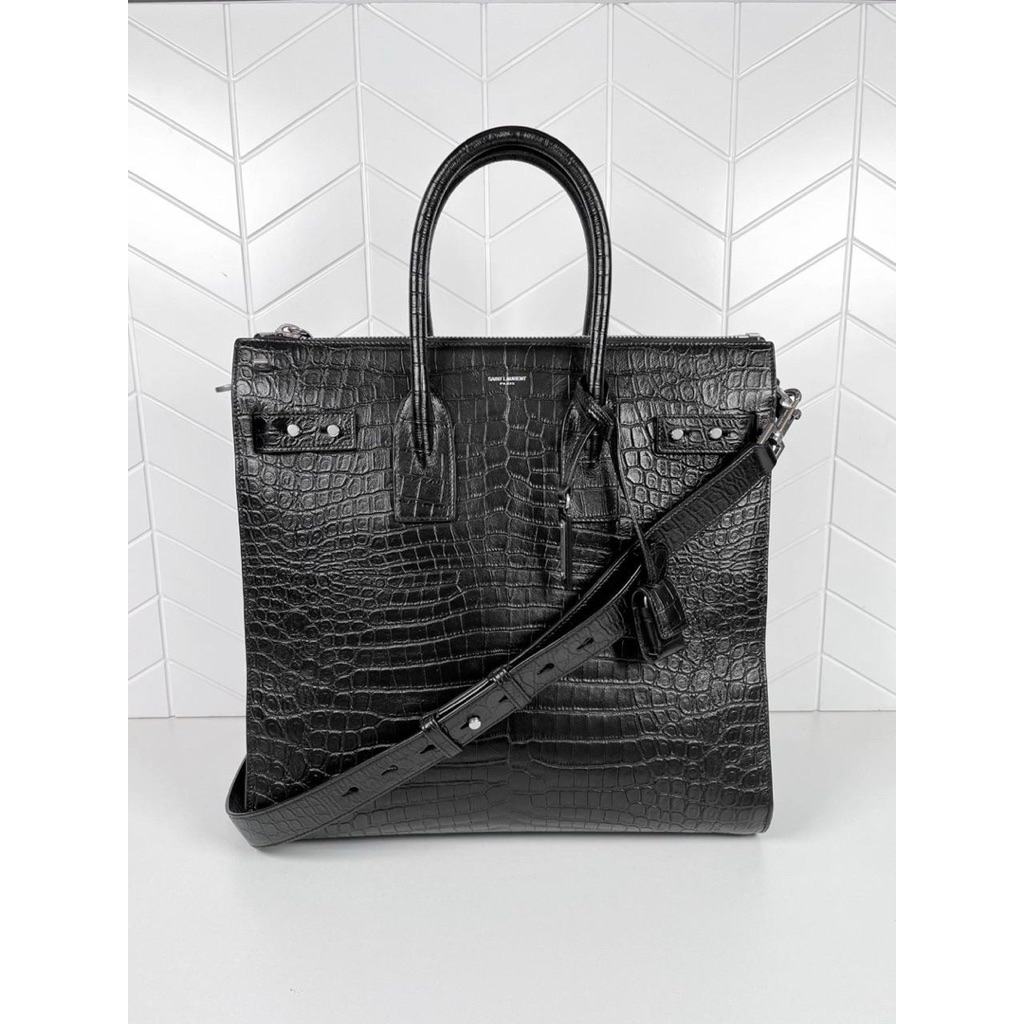 (PRELOVED) Saint Laurent / YSL Sac De Jour Large Croco Embossed Black SHW 2023