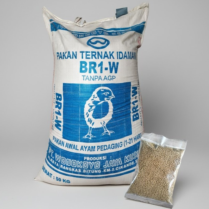 Pakan Ayam Pedaging Wonokoyo BR1-W - Pur Broiler Starter Masa Awal 1-21 Hari 50kg