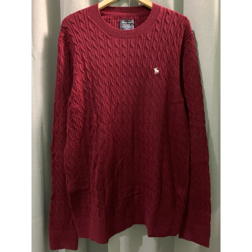 Abercrombie & fitch sweater kepang maroon Preloved