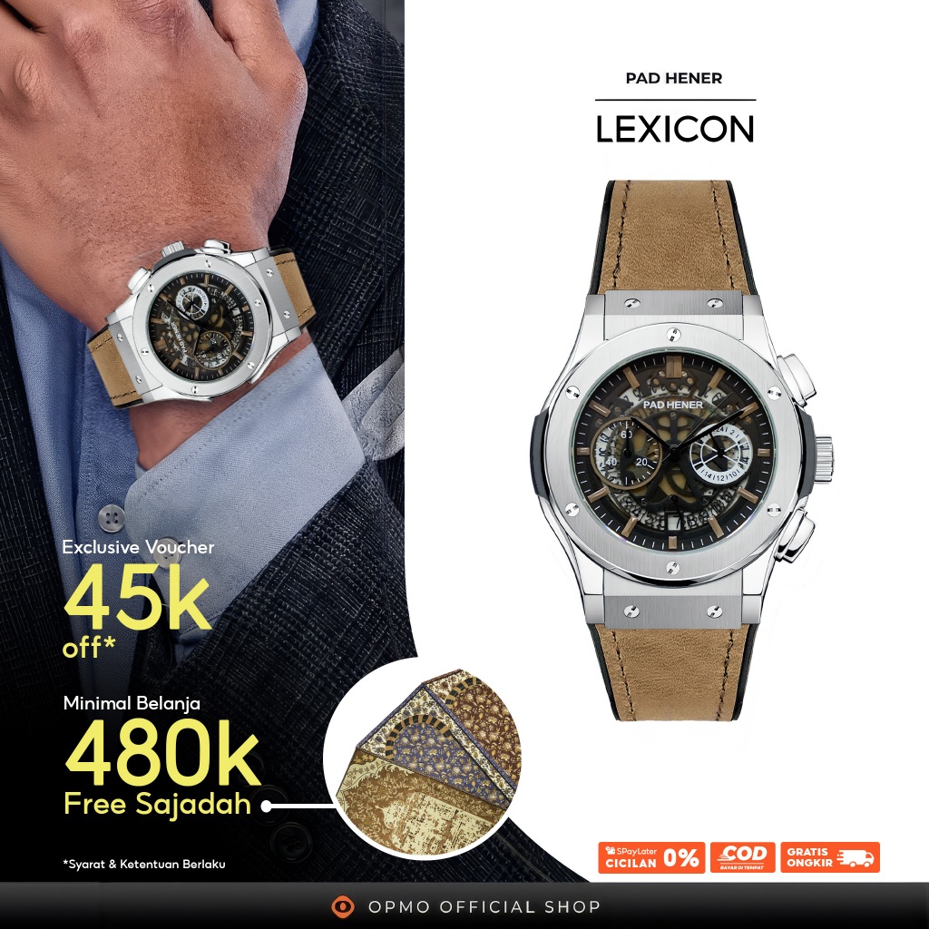 PAD HENER Lexicon Leather Strap Jam Tangan Pria 42mm + Box Exclusive
