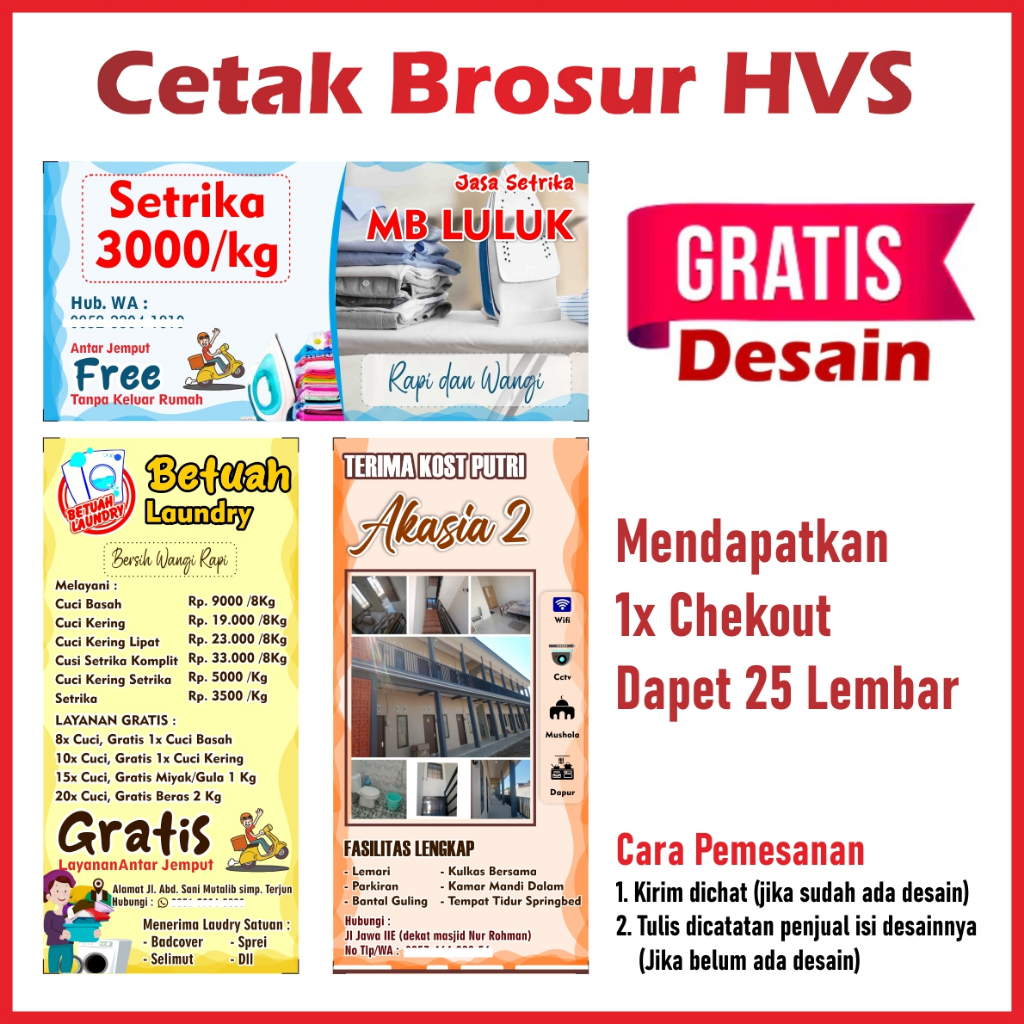 Cetak Brosur Laundry | Cetak Brosur Sekolah | Cetak Brosur Promosi | Uk. 10x20 cm