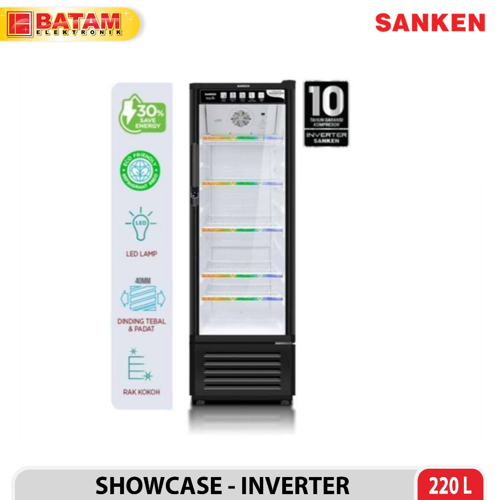 Sanken Showcase 220 Liter Inverter - SRS-288V-BK