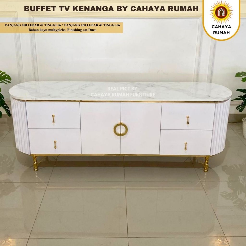 Cahaya Rumah Jalan Baru - Buffet Tv Aesthetic Estetik Kenanga - Buffet Tv - Meja Kecil - Meja Tamu -