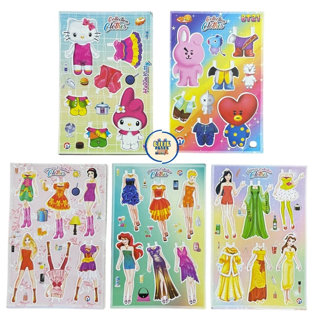 50 lembar baju bajuan KECIL  (CAMPUR MIX )bp / bongkar pasang kertas KECIL ukuran 10x15 cm grosir