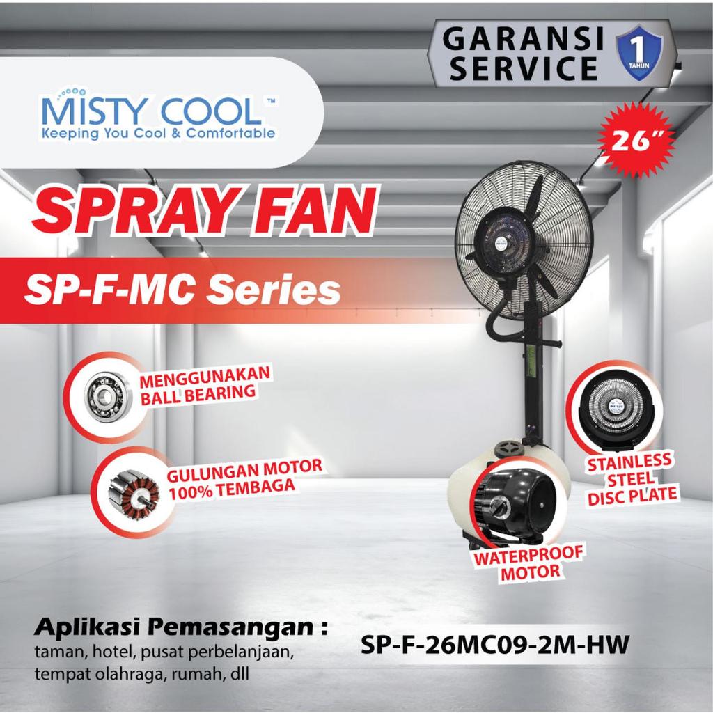 Misty Cool Spray Fan 26 Inch 60 Liter – Kipas Embun Air Industri
