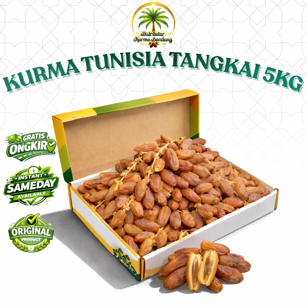 Kurma Tunis Tangkai Original | Tunisia Kurma Bertangkai Palmfrutt | Kemasan 5KG