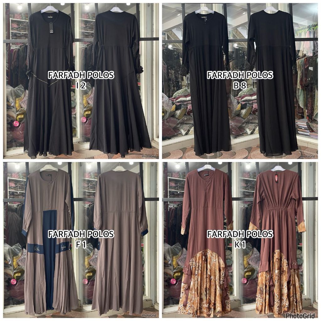 DRESS FARFADH POLOS FULL CERUTY | FARFADH SYARI | PUSPITA HIJAB SYARI | GAMIS CASUAL SIMPLE