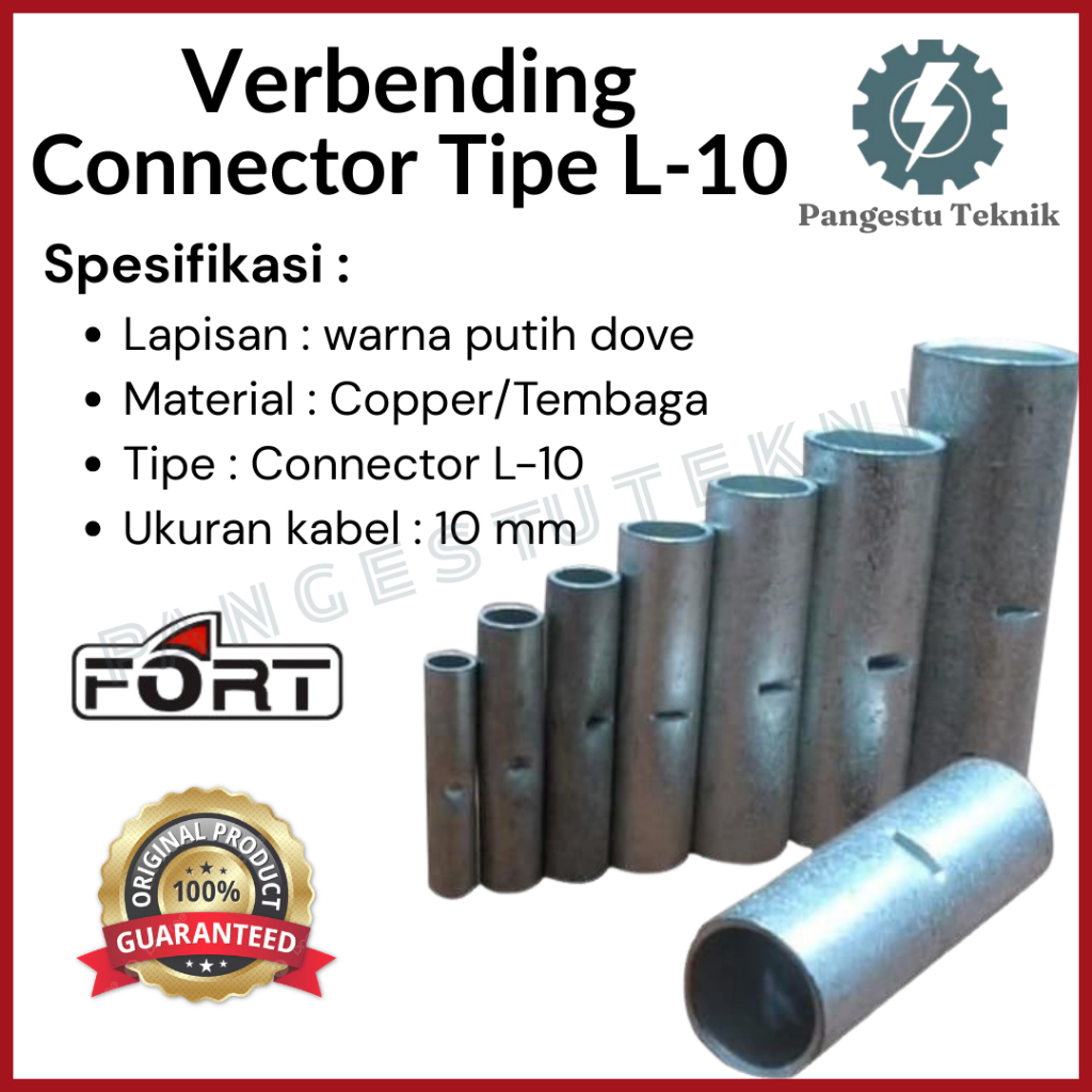 Verbending / Sock Skun 10mm Konektor Kabel tipe L / Connector L-10 Sambungan Kabel bahan Tembaga