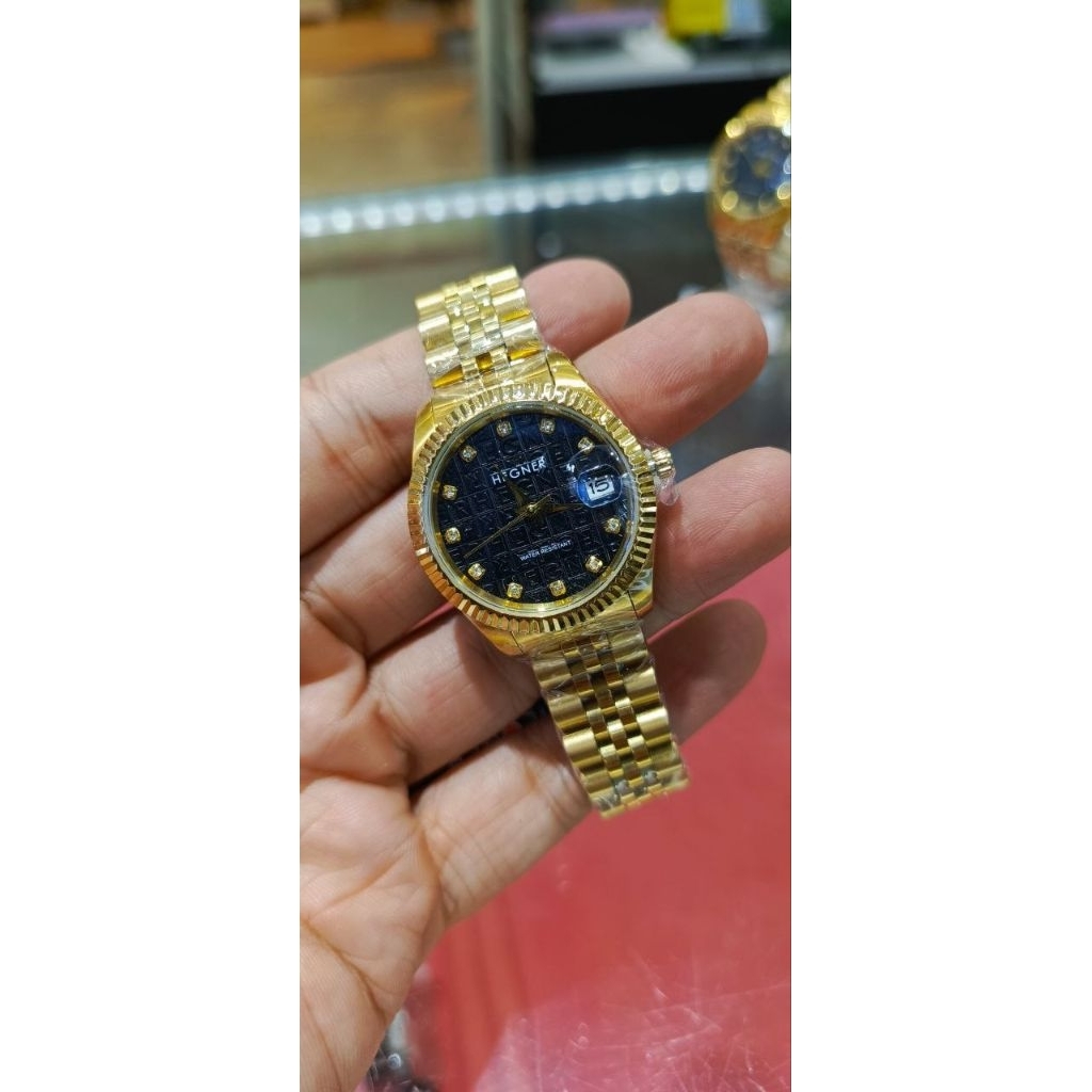 Hegner 1717 L gold hitam jam tangan wanita