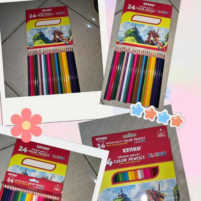 Kenko Pensil Warna Panjang 24 Colors CP-24F | @1Set=24Warna / Pensil Warna Lengkap 1 Set