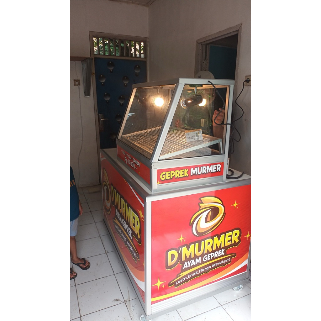 paket lengkap etalase ayam fried chicken + meja + stiker + ongkos kirim