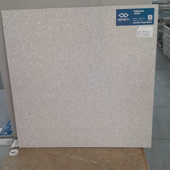 Granit INFINITI Terrazzo White 60x60 – Granit Lantai Premium Motif Terrazzo, Elegan & Tahan Lama