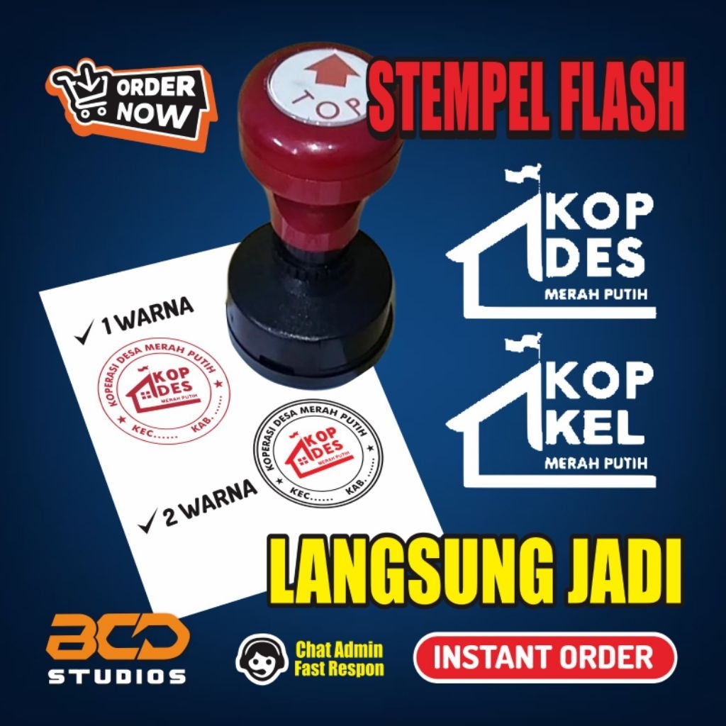 Stempel Flash Kertas Otomatis Koperasi Desa (KOPDES) dan Koperasi Kelurahan (KOPKEL) Merah Putih KDM
