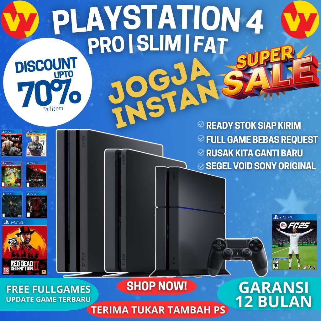 SONY PS4 PRO / SLIM / FAT ORIGINAL SONY Playstation 4 PRO SLIM FAT Original SONY Bonus Banyak TOP Ga