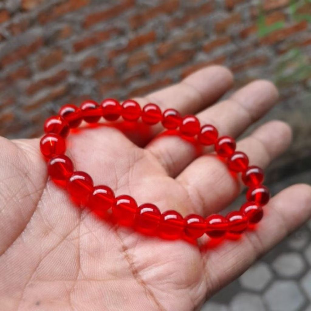 Gelang batu delima merah Siem 8 mm