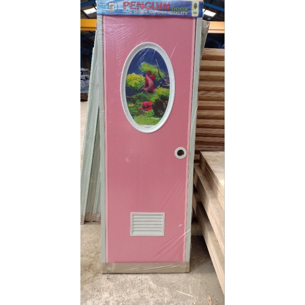 Pintu PVC Kamar Mandi Kaca Oval Warna / Pintu PVC Kamar Mandi / Pintu Kamar Mandi