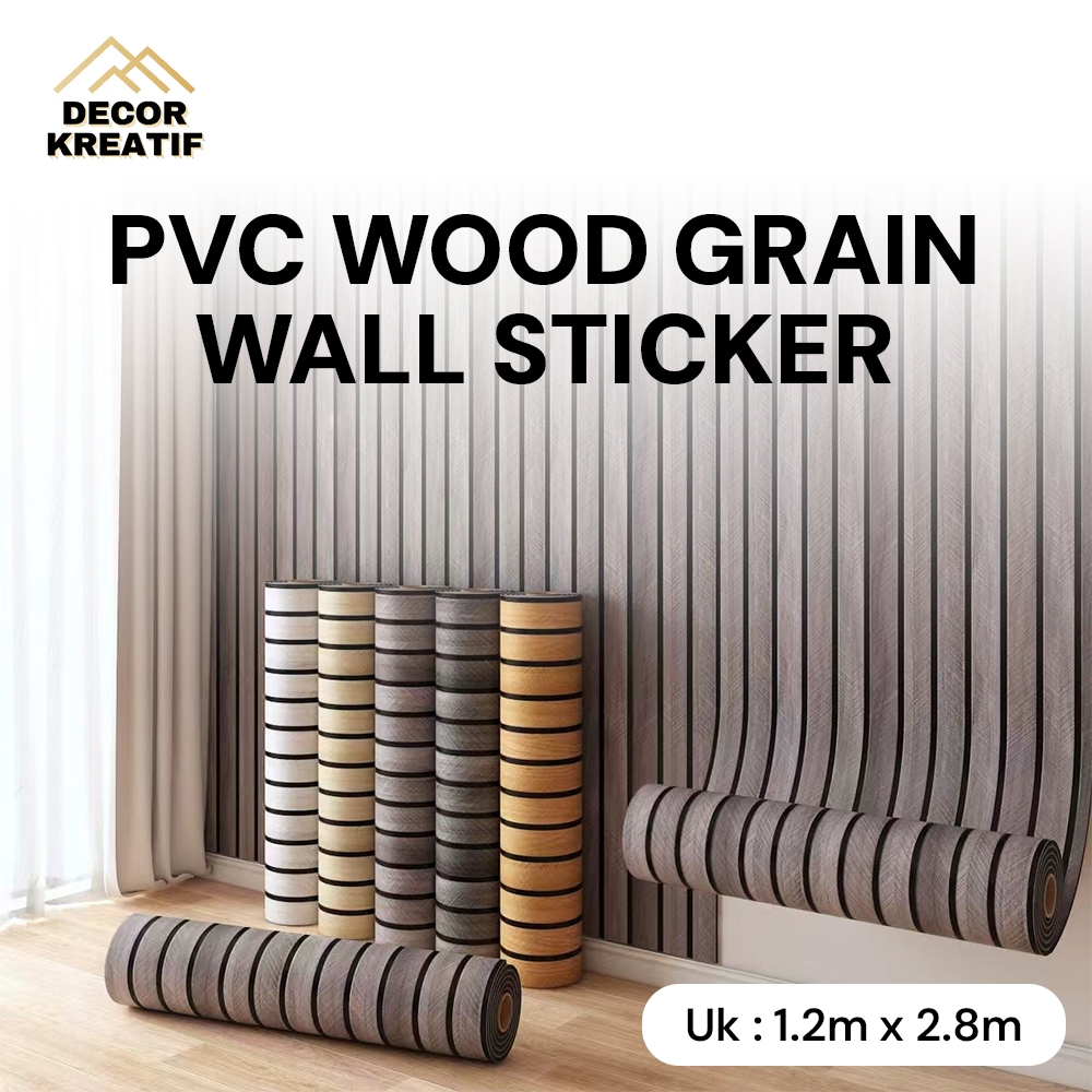 Wallpaper Vinyl Foam Roll Motif Elegan Modern Wallpaper Dinding Rumah Motif Salur Kayu Minimalis