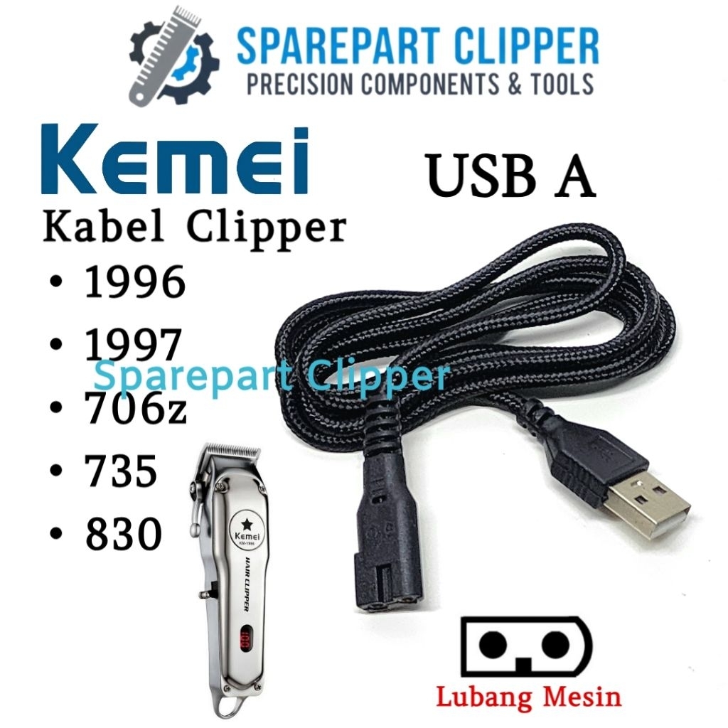 Kabel Kemei 1996 1997 735 Kabel Charger Mesin Cukur Kemei #A