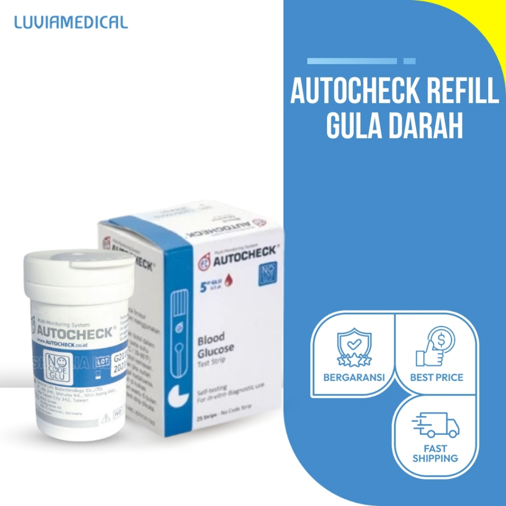 Refill Strip Autocheck Gula Darah / Alat Cek gula Darah / Stik Gula Darah / Autocheck Strip Gula Dar