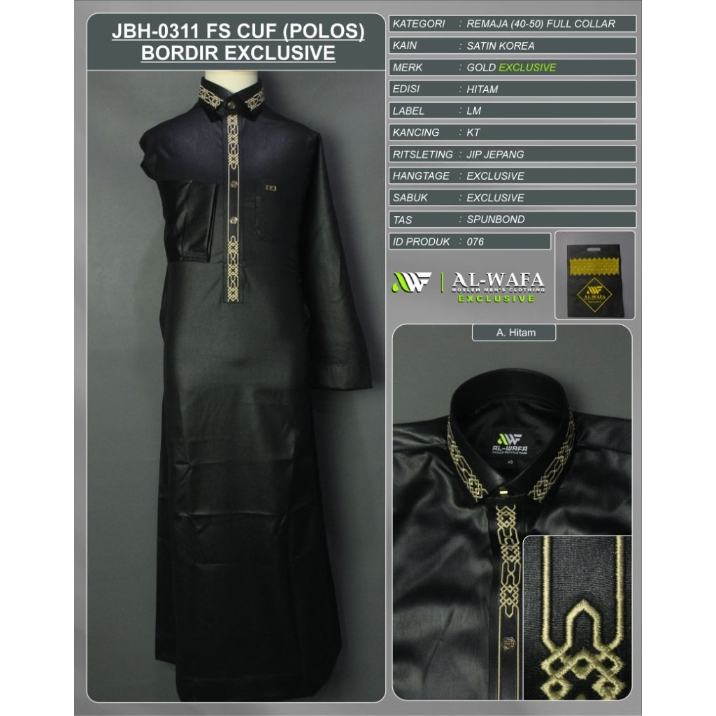 Gamis AL WAFA Satin Korea/ Gamis Remaja Border / Gamis Pria