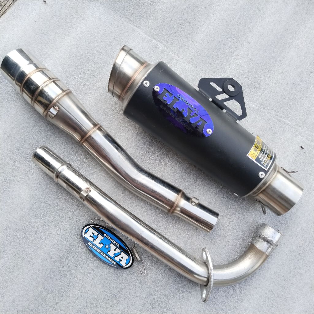 KNALPOT ELYA ORIGINAL PROLINER BLACK PNP MOTOR BEBEK SUPRA X 125 KARISMA REVO BLADE JUPITER VEGA SHO