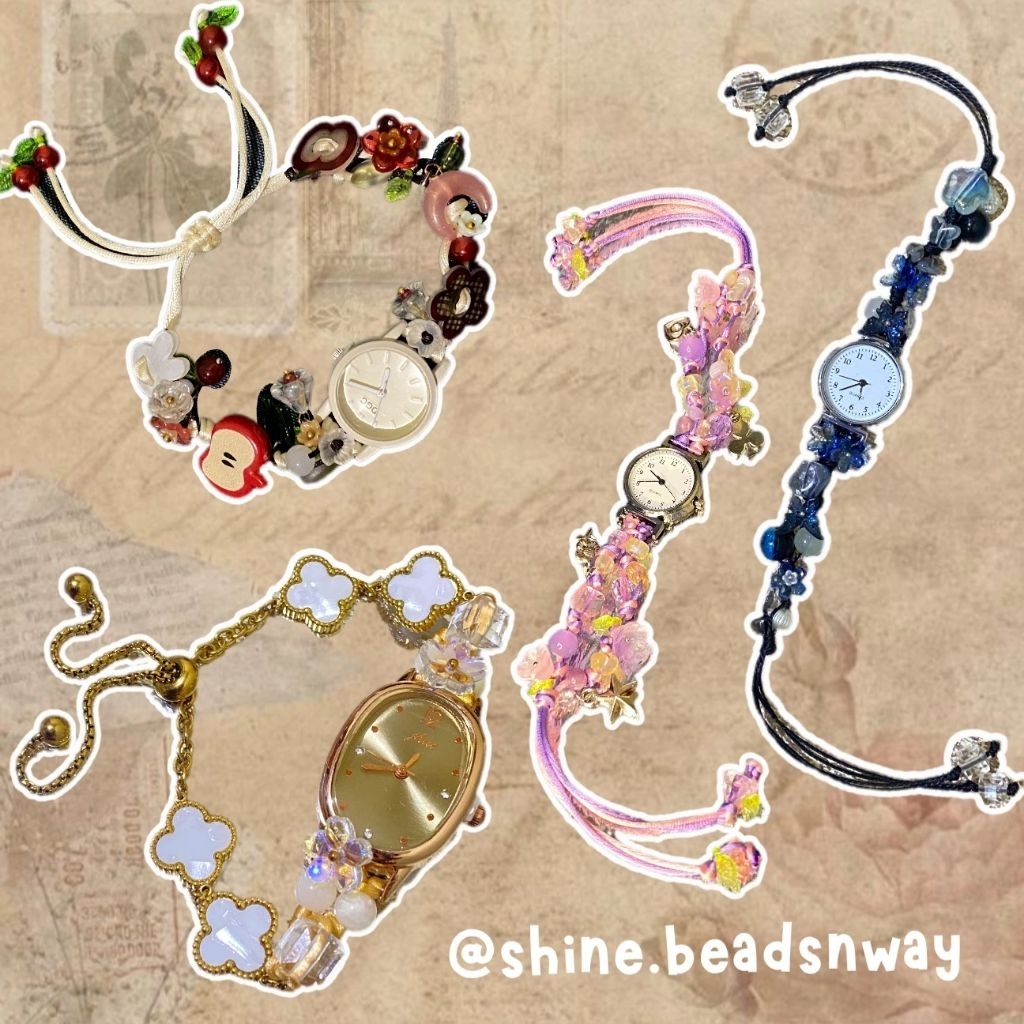 [BACA DESKRIPSI] shine.beadsnway~ bead watch, jam tangan manik y2k, fairy, flower, titanium, all  "b