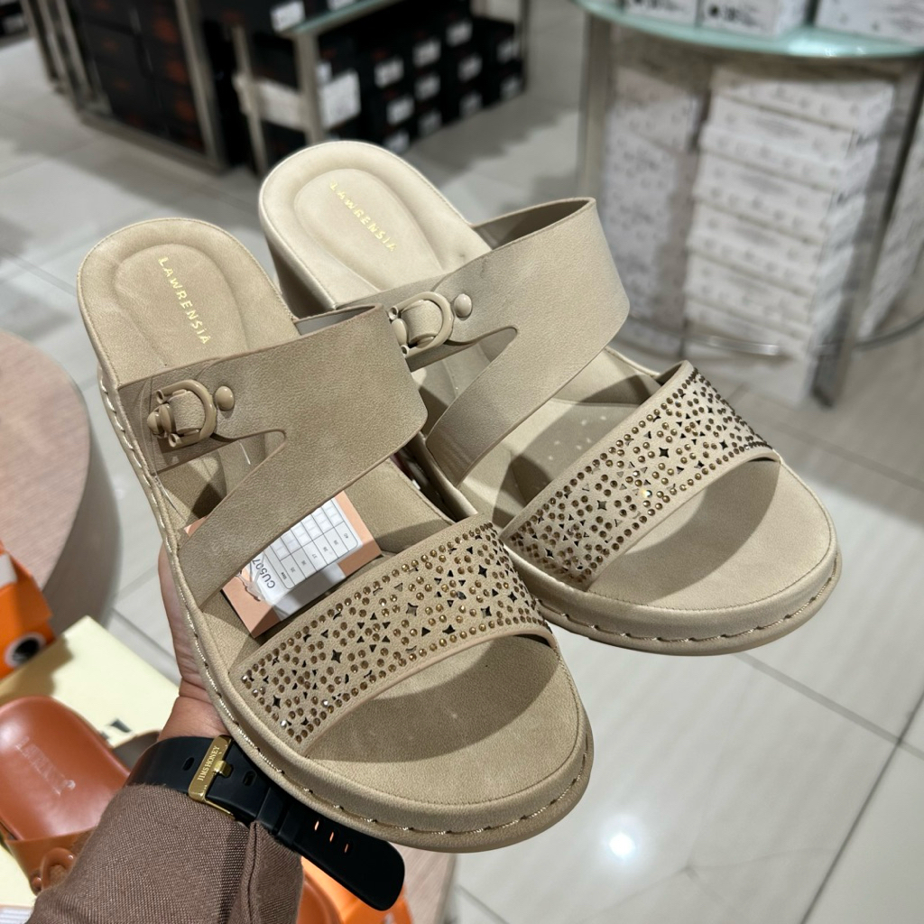 sandal wanita wedges 5cm ringan anti slip LAWRENSIA original