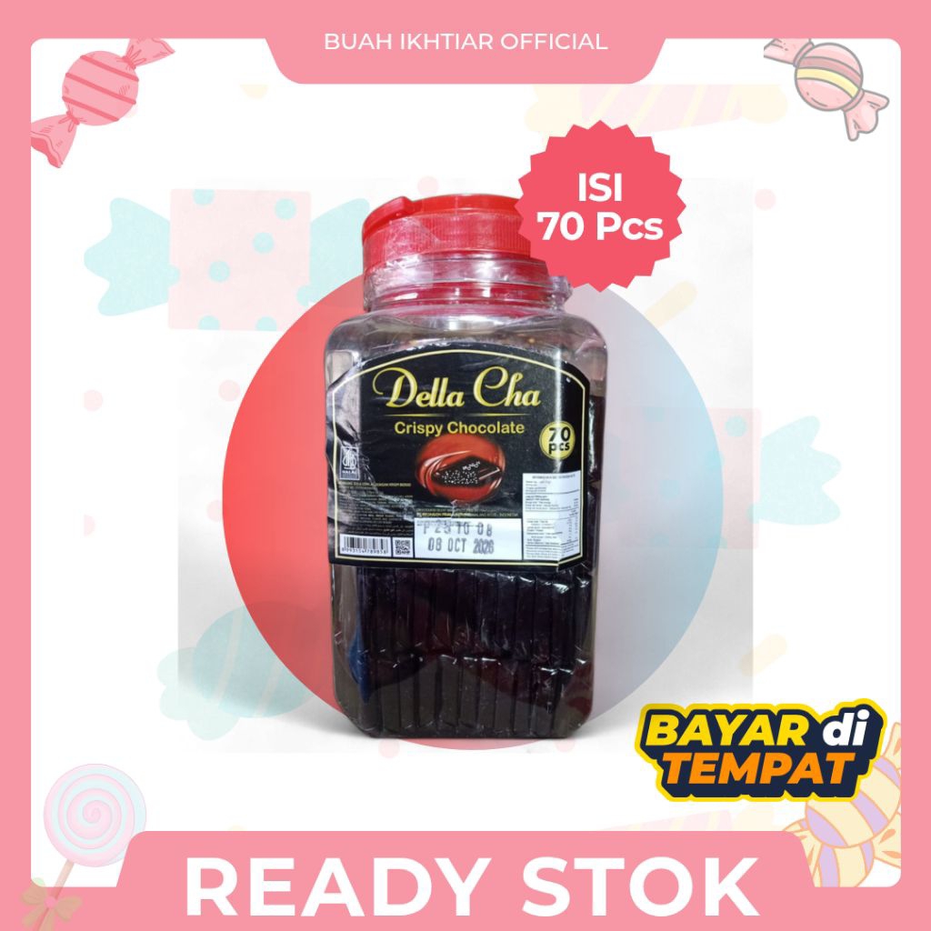 Della Cha Crispy Chocolate Toples - Coklat Della Cha Coklat Caramel Beras Krispi 70 pcs
