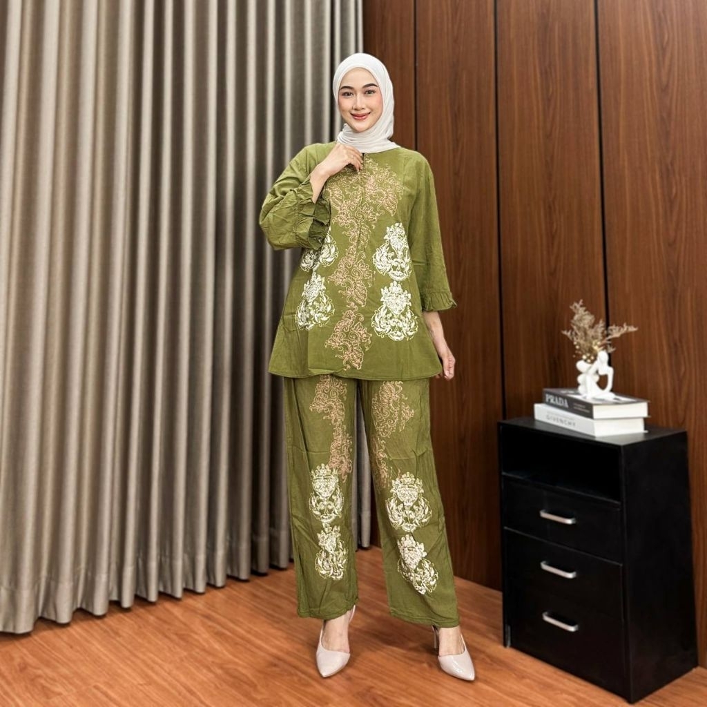 One Set Batik Cap Terbaru 2026/ Setelan Viral/ One set kekinian