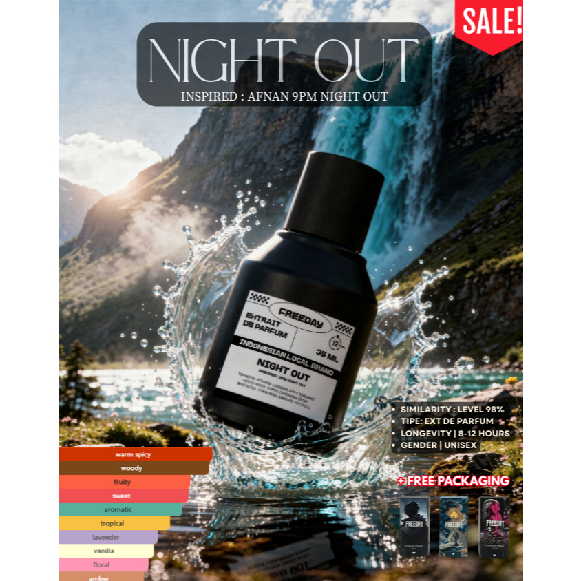 NIGHT OUT 9PM PURA FREEDAY PARFUM PREMIUM Pria dan Wanita Special Bundling 35ml Parfume Unisex